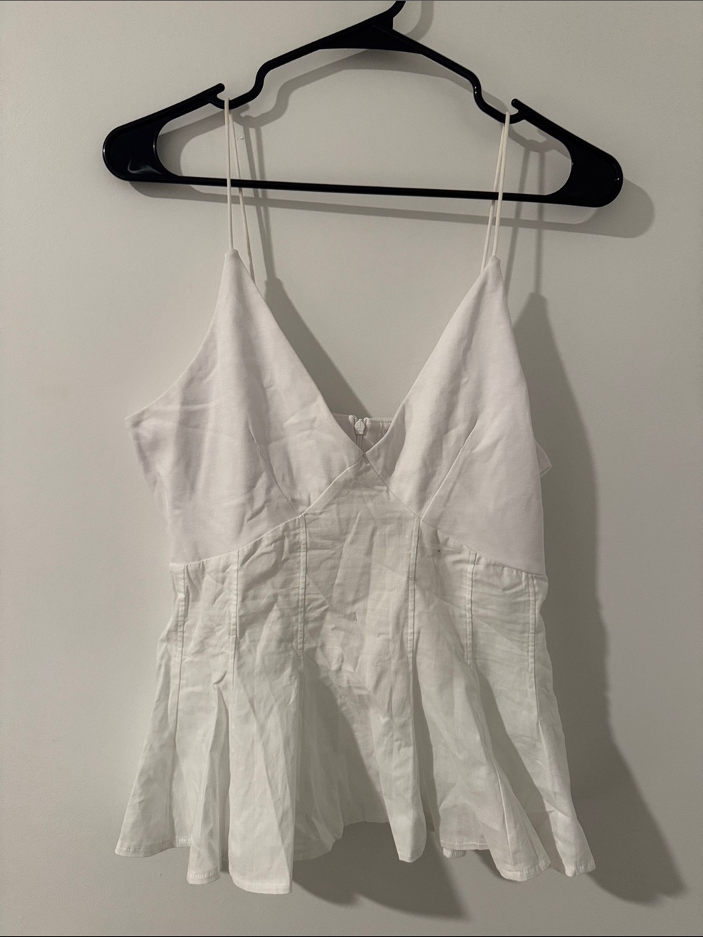 Zara White Spaghetti Strap V-Neck Tank Top